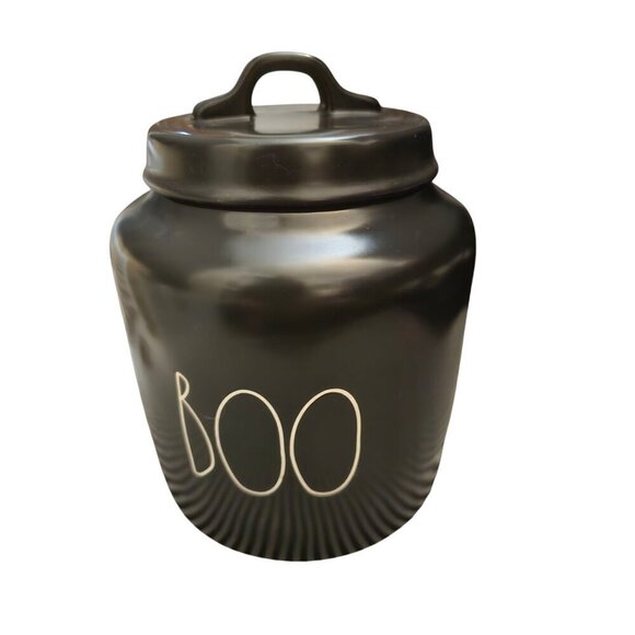 NWT Rae Dunn Halloween Boo Black Chubby Canister Farmhouse - Picture 1 of 13